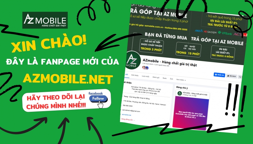 AZmobile thay đổi Fanpage FB