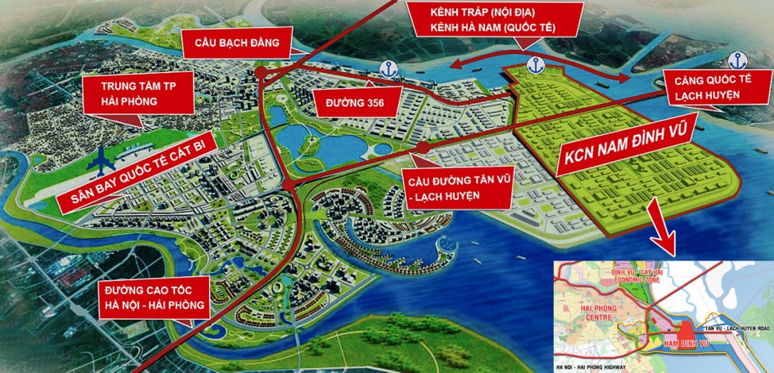 Vị trí đắc địa của dự án KCN Nam Đình Vũ - Hải Phòng.