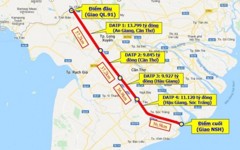 Quốc hội đồng ý đầu tư gần 200km đường bộ cao tốc Châu Đốc - Cần Thơ - Sóc Trăng