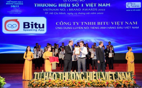 Ứng dụng luyện nói tiếng Anh Bitu vinh dự nhận giải thưởng “Thương hiệu số 1 Việt Nam” năm 2022