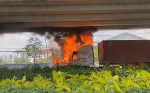Kinh hoàng xe container cháy dưới dạ cầu Phú Mỹ