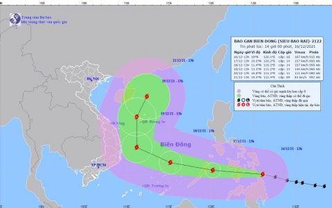 Bão RAI mạnh tương đương bão HAIYAN, dự báo giật cấp 15 ở biển Trung Bộ
