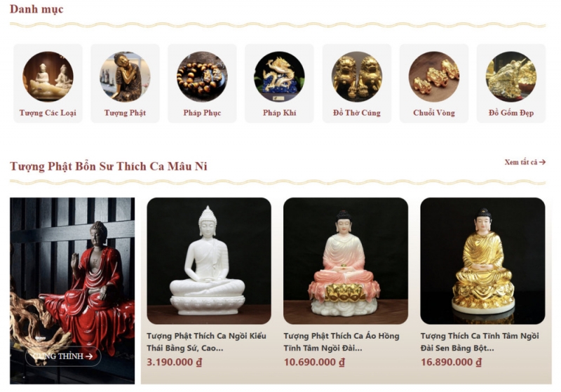 Tôn tượng Phật Thích Ca Mâu Ni trên VatphamPhatgiao.com