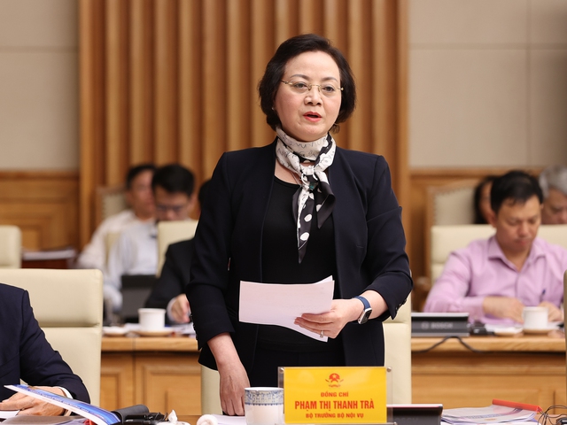 Bộ trưởng Bộ Nội vụ Phạm Thị Thanh Trà phát biểu tại Hội nghị - Ảnh: VGP