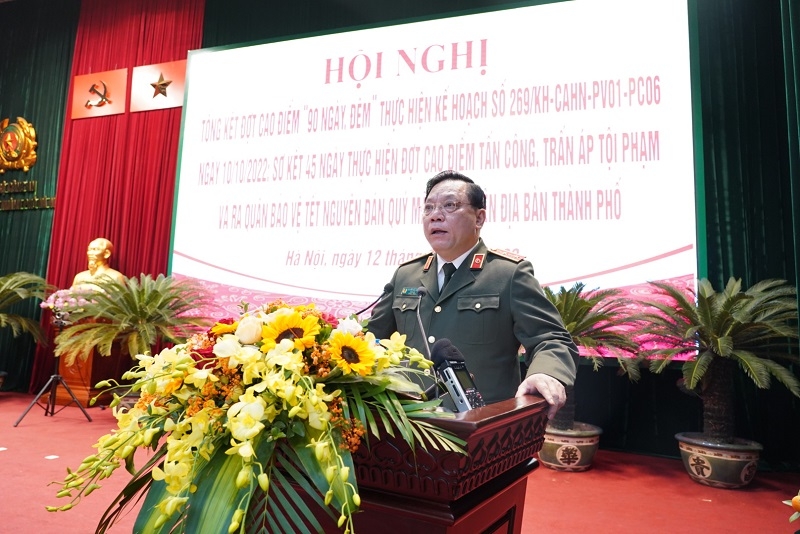 Trung tướng Nguyễn Hải Trung - Giám đốc Công an Thành phố, phát biểu chỉ đạo tại hội nghị