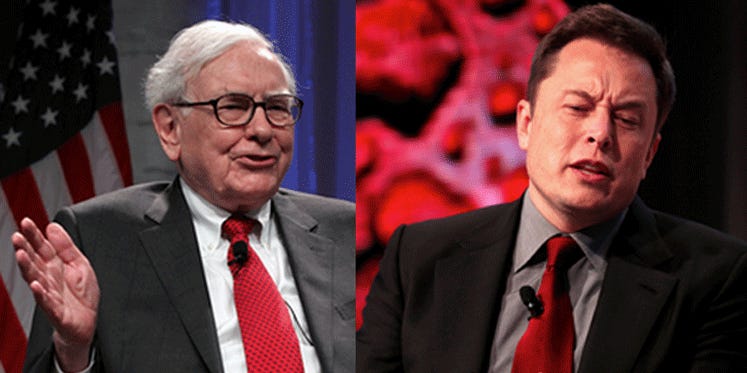 Elon Musk ‘cà khịa’ Warren Buffett: Muốn giàu như tôi thì mua cổ phiếu Tesla đi