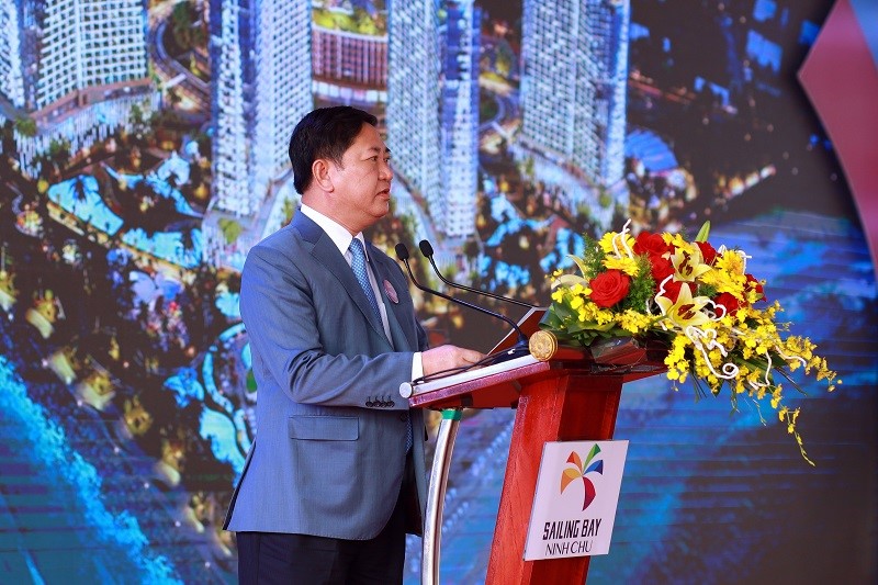 Ông Trần Quốc Nam, Chủ tịch UBND tỉnh Ninh Thuận phát biểu tại sự kiện khởi công Sailing Bay Ninh Chữ