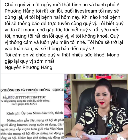 Bà Phương Hằng bất ngờ hủy buổi livestream 29/5 (Ảnh: Tuổi Trẻ Online)