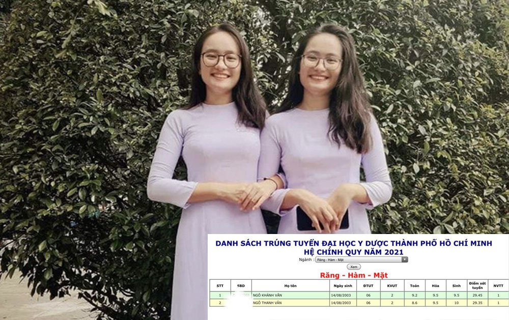 'Con nhà người ta': Cặp chị em sinh đôi đứng đầu danh sách trúng tuyển ngành 'hot' của ĐH Y Dược TP.HCM