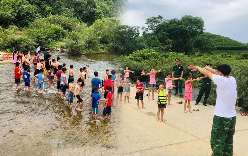 Chiến sĩ Đồn Biên phòng mở lớp dạy bơi miễn phí cho trẻ em tại Hà Giang