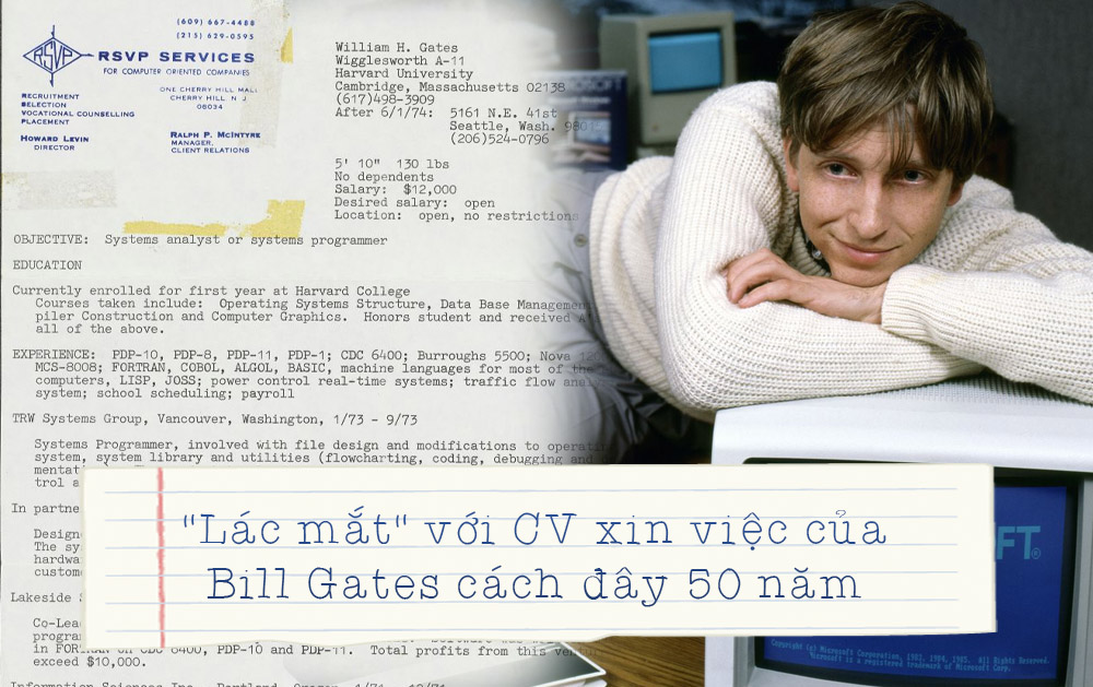Dân tình 'lác mắt' với CV xin việc của Bill Gates cách đây gần 50 năm: Đạt toàn điểm A, biết hơn 10 ngôn ngữ code
