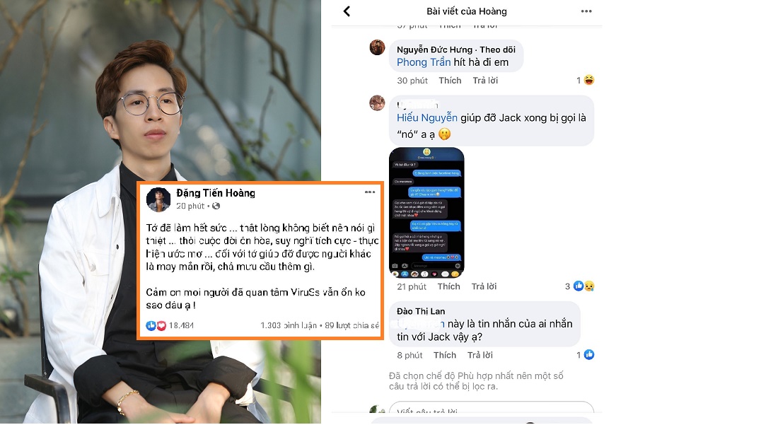 Netizen 'đồn' Viruss đăng status tâm trạng vì bị gọi là 'nó' ở tin nhắn của ai đó