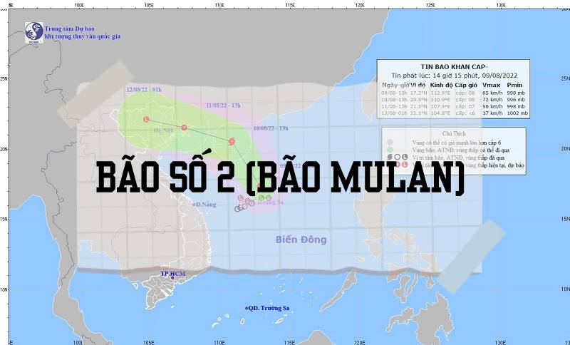 Bão số 2 năm 2022 (bão MULAN) đang ở đâu?