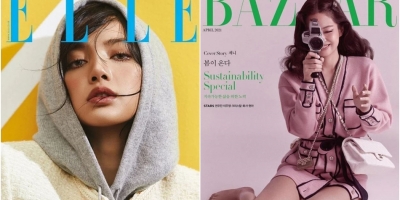 So kè nhan sắc của cặp đôi nhà 'Hắc Hường' trên bìa tạp chí Elle và Harper's Bazaar Hàn Quốc tháng 4