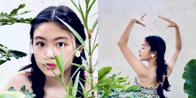 Con gái MC Quyền Linh gây sốt với bộ ảnh xinh như hoa hậu được mẹ setup và chụp cho ngay tại sân vườn