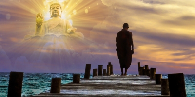 Chàng trai bị hổ rượt, bám víu vào cành cây sắp gãy cầu cứu Phật, Đức Phật nói: 'Con hãy buông tay'
