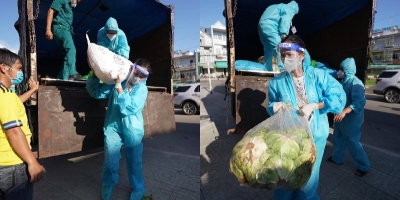 H'Hen Niê lại hóa 'Hoa hậu lực điền' vác bao gạo 50 ký khi làm từ thiện ở Bình Thuận
