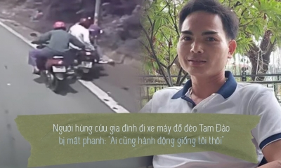 Tâm sự người hùng cứu gia đình đi xe máy đổ đèo Tam Đảo bị mất phanh: 'Ai cũng hành động giống tôi thôi'