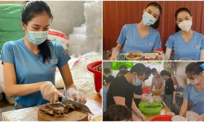 Hoa hậu Tiểu Vy cùng sao Việt nấu bún bò tặng tuyến đầu chống dịch