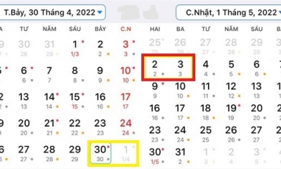 Lễ 30/4 và 1/5 năm 2022 là ngày bao nhiêu Âm lịch?