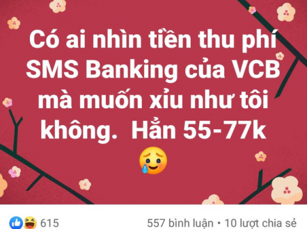 Khách hàng than phiền phí tin nhắn Vietcombank tăng 'sốc'
