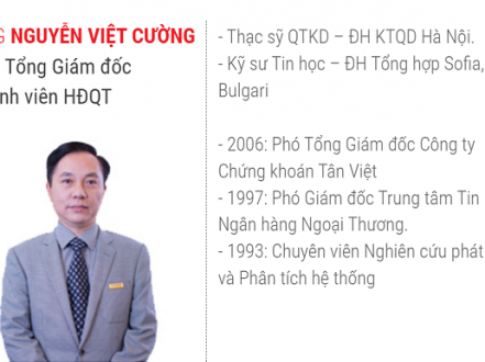 Chứng khoán Tân Việt bổ nhiệm Chủ tịch kiêm Tổng Giám đốc