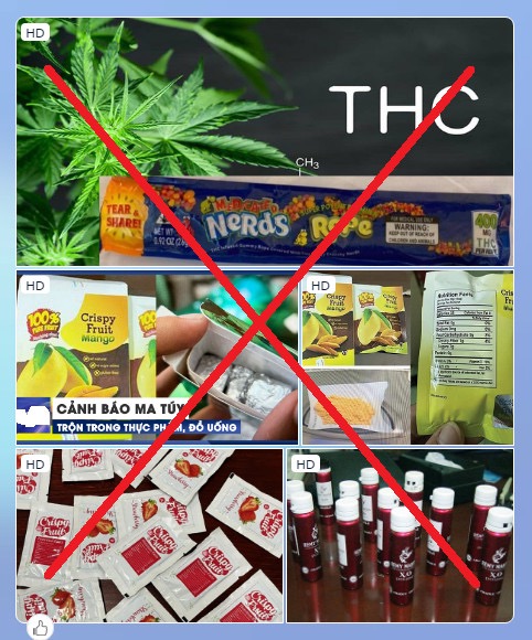 Một số loại kẹo, nước trái cây được cơ quan công an xác định có chứa thành phần ma tuý, cần sa... và cảnh báo người dân không nên mua bán và sử dụng. kẹo nguy hiểm