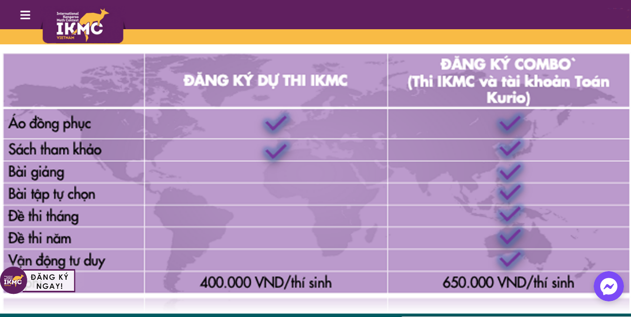 Thông báo về lệ phí kỳ thi được công khai trên website của Quỹ phát triển giáo dục IEG - website chính thức của kỳ thi Toán quốc tế Kangaroo - IKMC (Ảnh: Chụp màn hình). ky-thi-toan-quoc-te-113101
