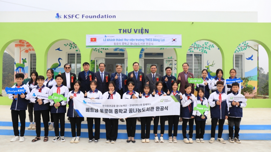 Khánh thành trường THCS Đông Lợi do Good Neighbors International và tập đoàn KSFC Hàn Quốc tài trợ
