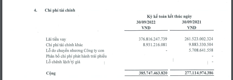 chi phí tài chính HDG